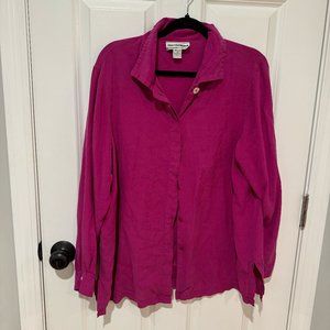 Magenta August Max Silk‎ Button Down Shirt - Size 1XL